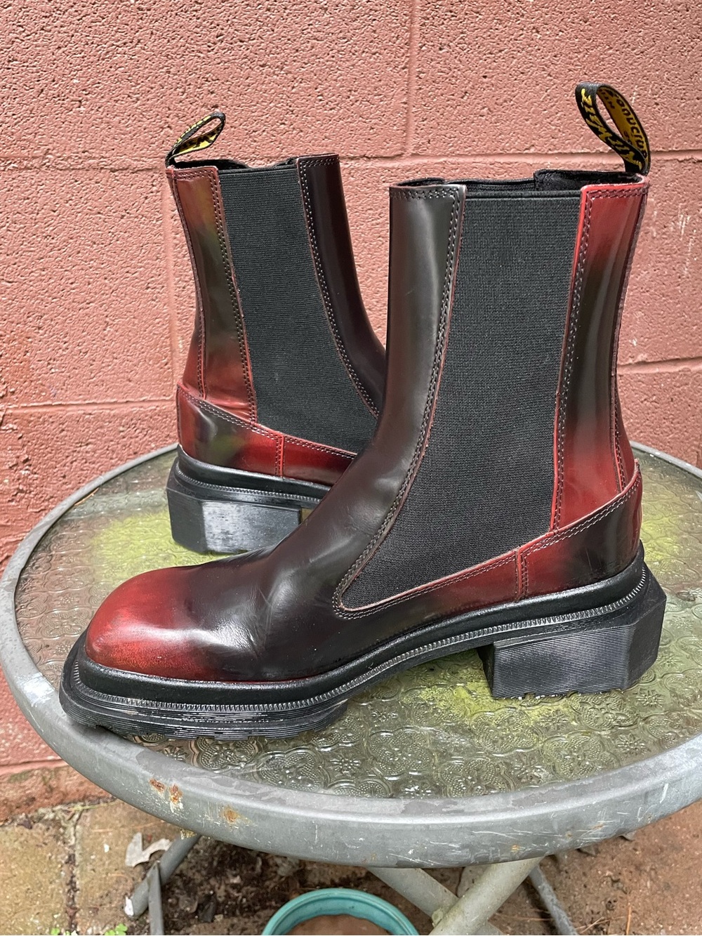 Dr Martens Maybole Square Toe Platform Chelsea Boots 9 Black / Cherry Red - Picture 7 of 14